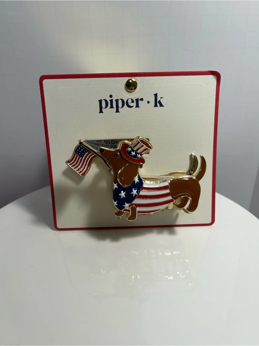 Piper K Patriotic Dachshund Hair Clip - NWT **